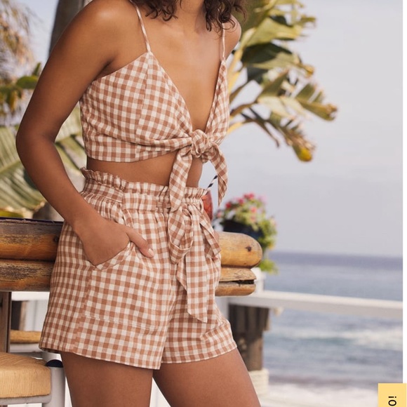 Lulus Tops - Lulus brown gingham set